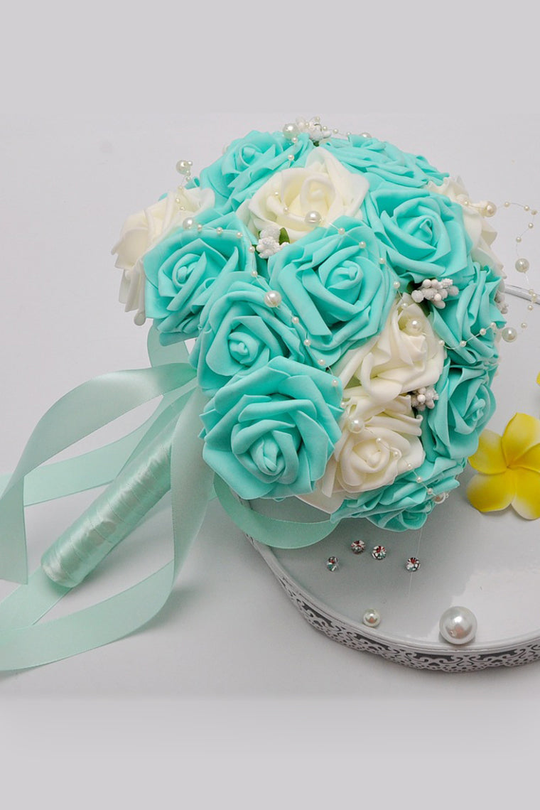 Round Foam/Ribbon/Pearl Bridal Bouquets