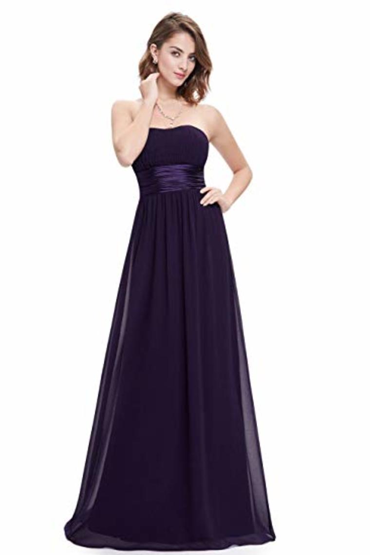 Chiffon Sweetheart Neck A Line Sleeveless Wedding Bridesmaid Long Evening  Festive Party Dress