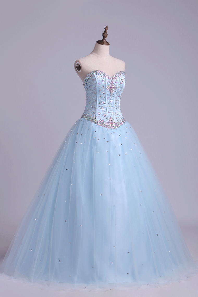 2024 Sweetheart Beaded Bodice Quinceanera Dresse Tulle Floor Length