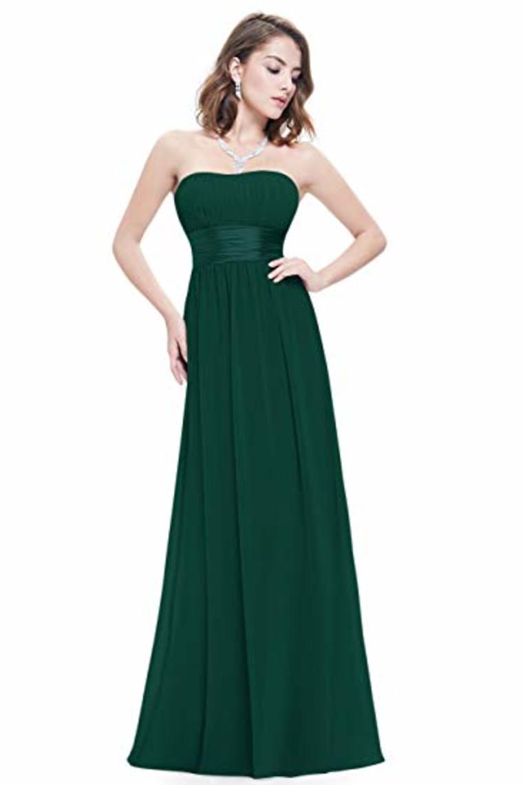 Chiffon Sweetheart Neck A Line Sleeveless Wedding Bridesmaid Long Evening  Festive Party Dress