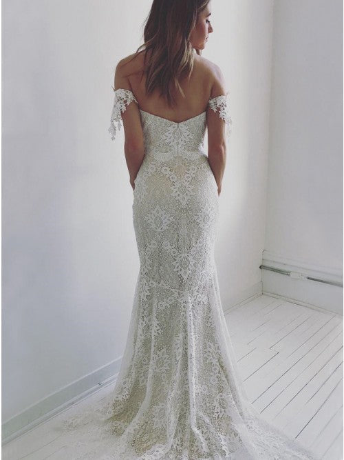 Sweetheart Off Shoulder Lace Wedding Dresses Mermaid Bridal Dresses