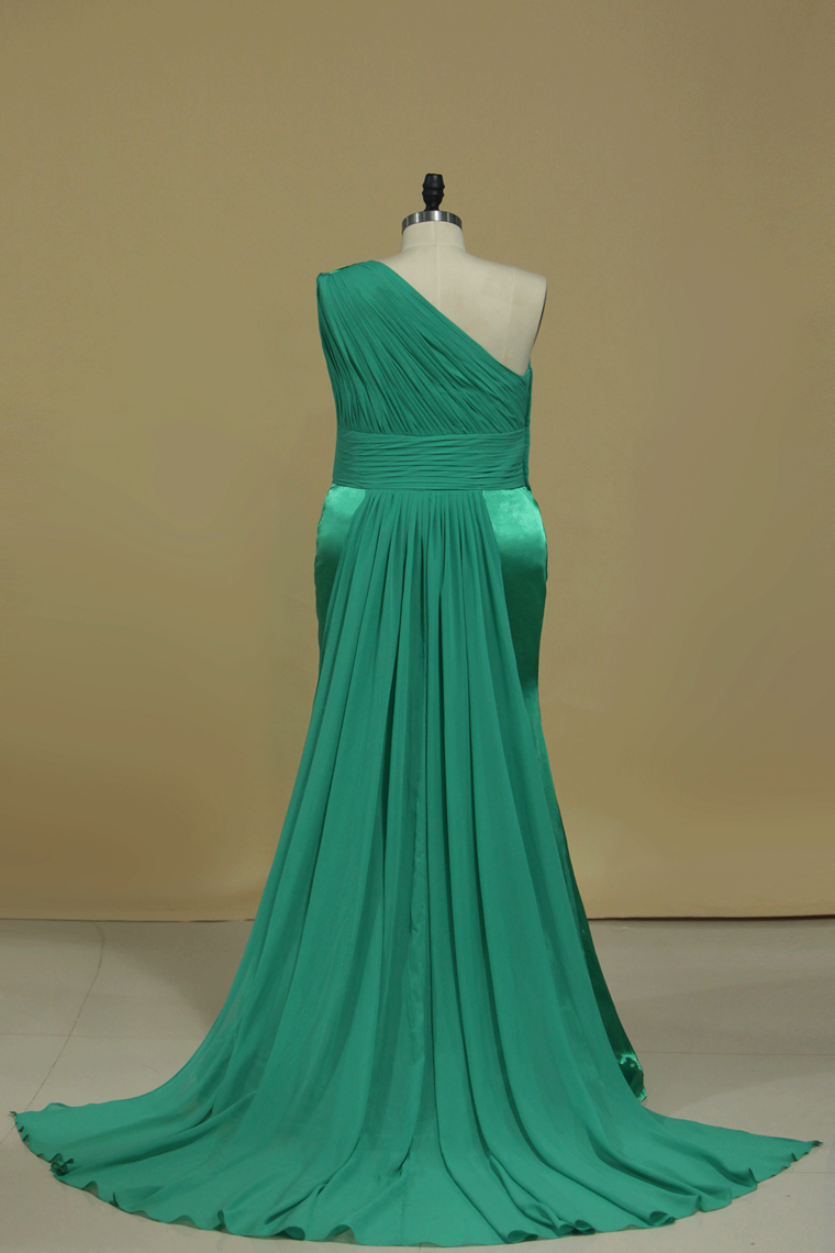 2024 Evening Dresses One Shoulder Ruched Bodice Sheath Elastic Satin