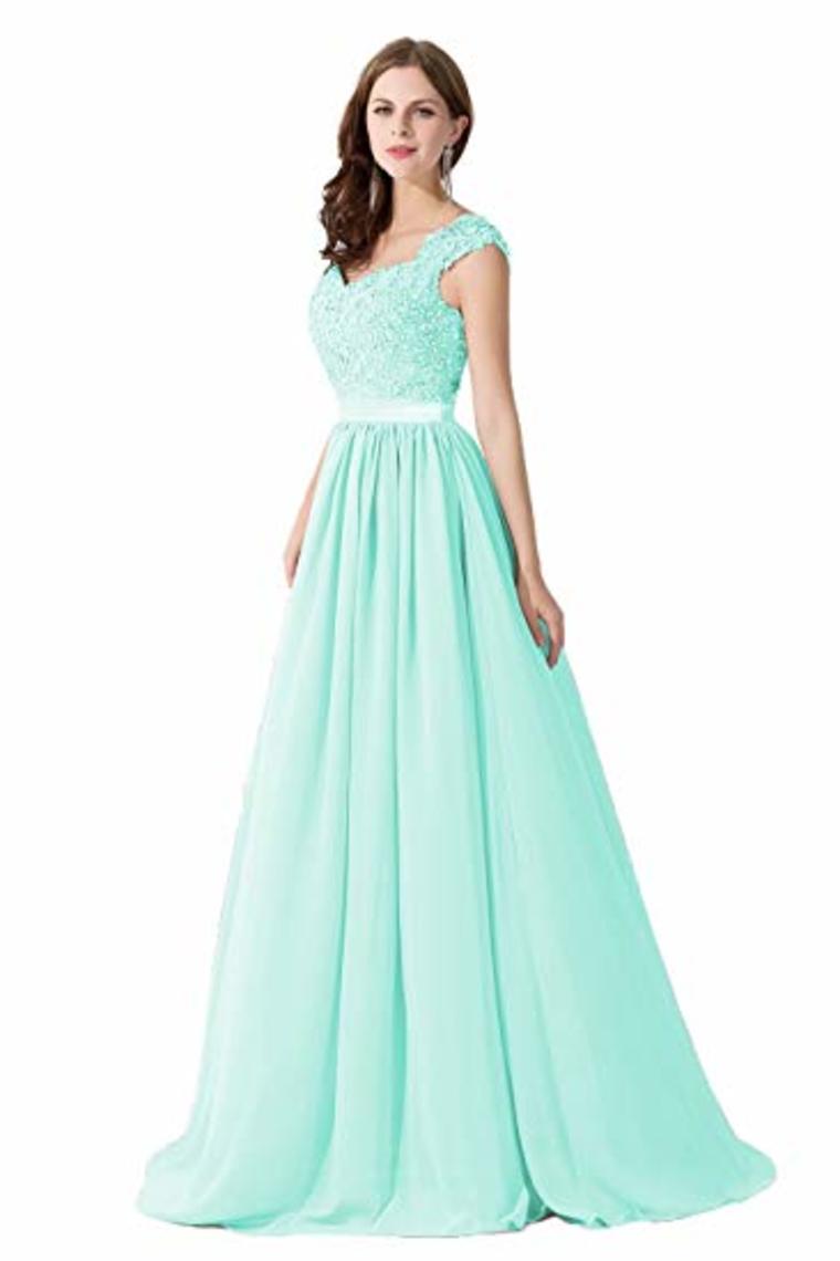 Elegant A Line Wedding Bridesmaid Chiffon Elegant Long Evening Dress