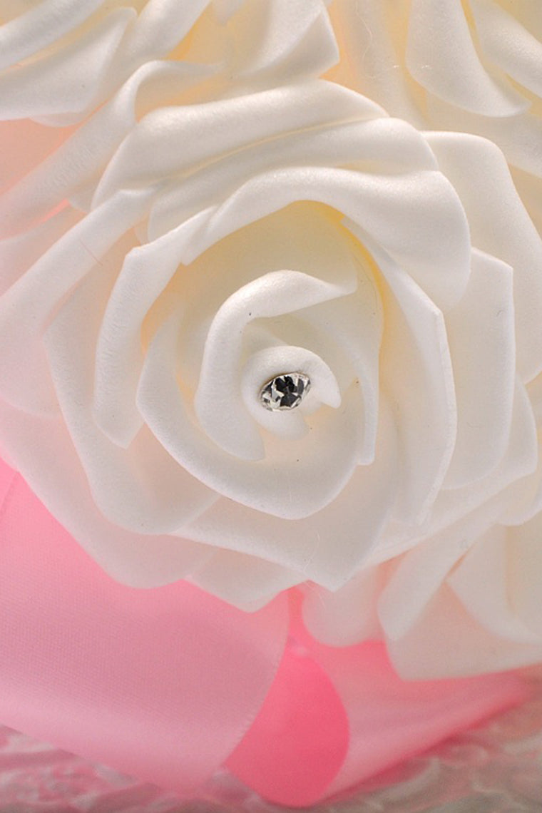 Lovely Round Foam Bridal Bouquets With Rhinestone