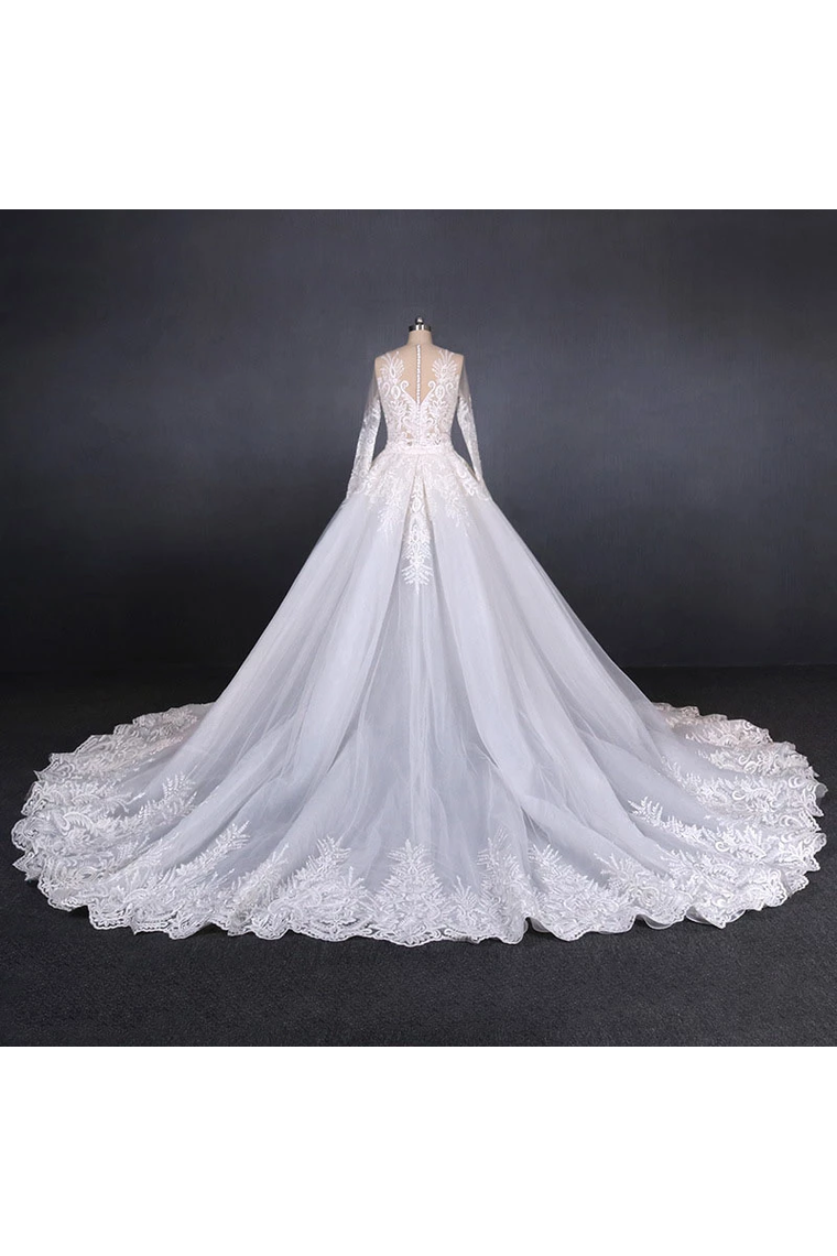 Gorgeous Long Sleeves Long Wedding Dresses, V Neck Long Bridal Dresses