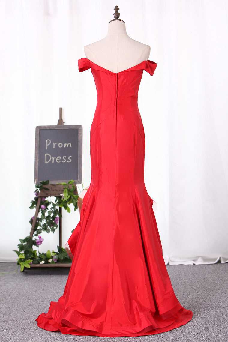 2024 New Arrival Prom Dresses Off The Shoulder Mermaid Taffeta