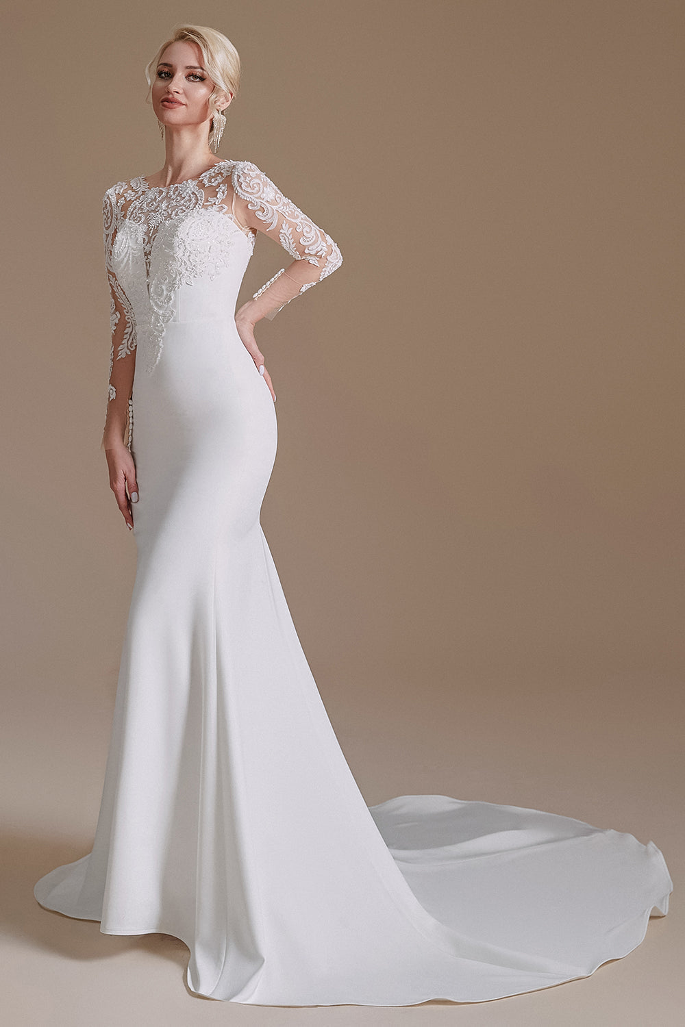 New Arrival Mermaid Long Sleeve Sweep Train Wedding Dresses