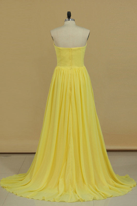 2024 New Arrival Chiffon Bridesmaid Dresses Sweetheart Sweep Train A Line