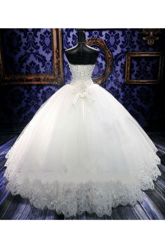 Ball Gown Sweetheart Tulle Wedding Dresses Strapless Wedding Gowns