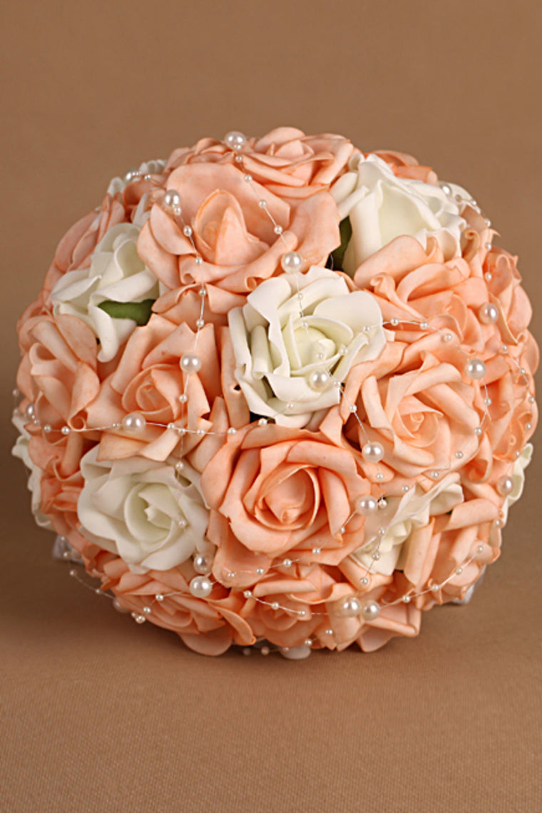 Beautiful Pearl Round Roses Bouquets Wedding Flowers (22*20cm)