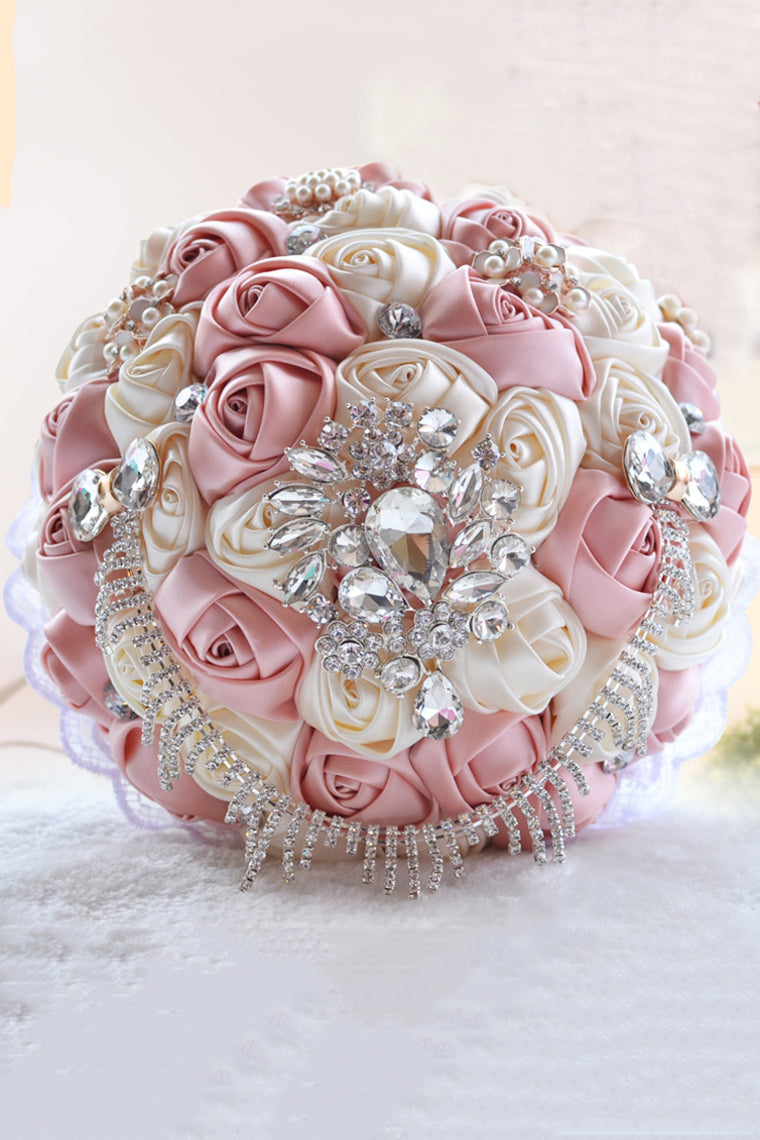 Elegant Round Satin/Ribbon Bridal Bouquets