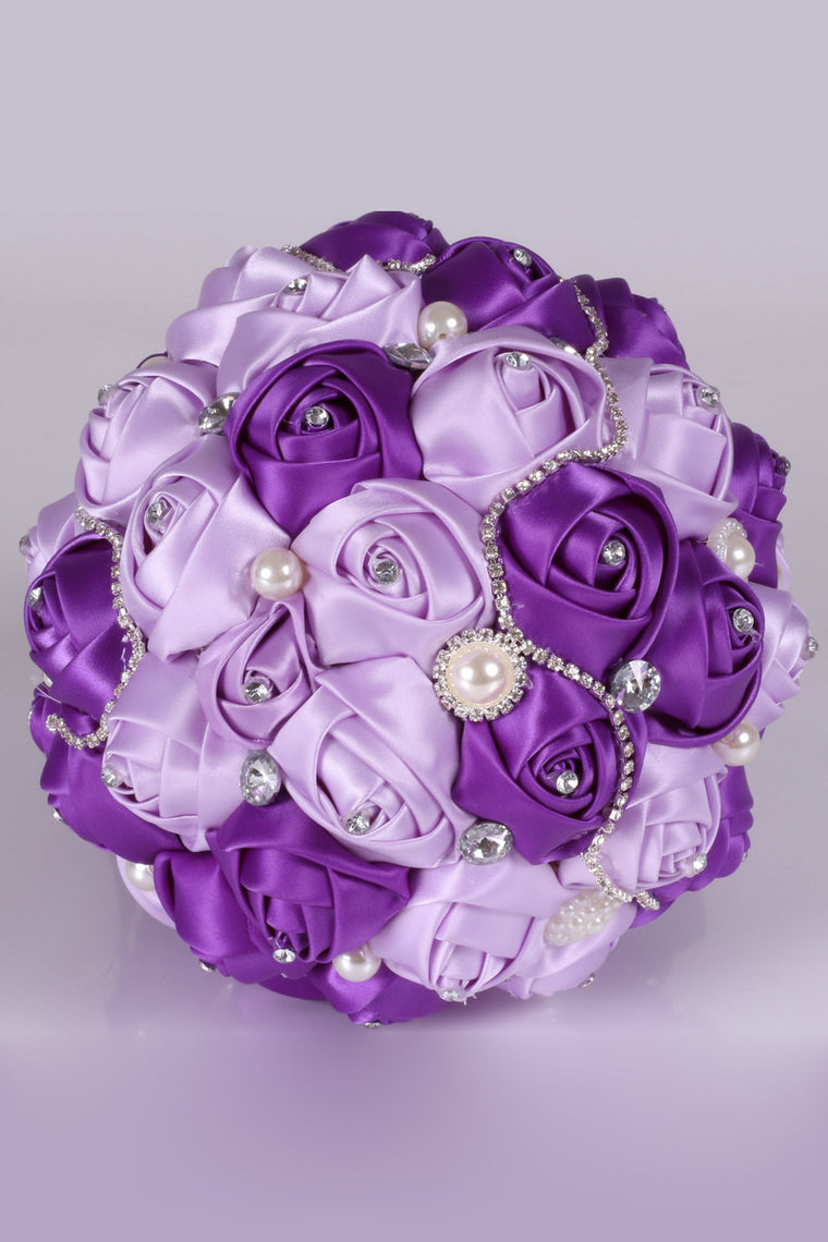 Pretty Round Satin/Pearl/Rhinestone Bridal Bouquets