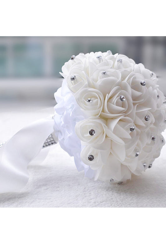 Round Foam Bridal Bouquets With Rhinestones