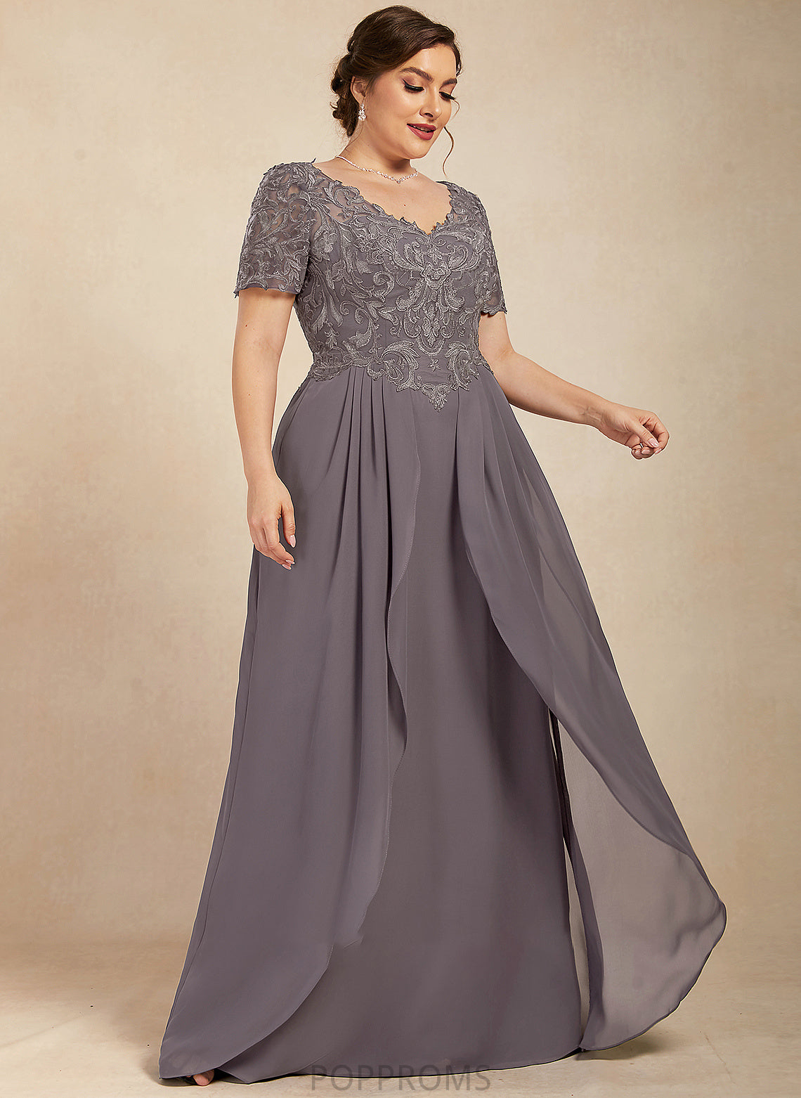 Mother of the Bride Dresses V-neck A-Line Mother Lace Floor-Length Bride Dress Chiffon of the Lisa