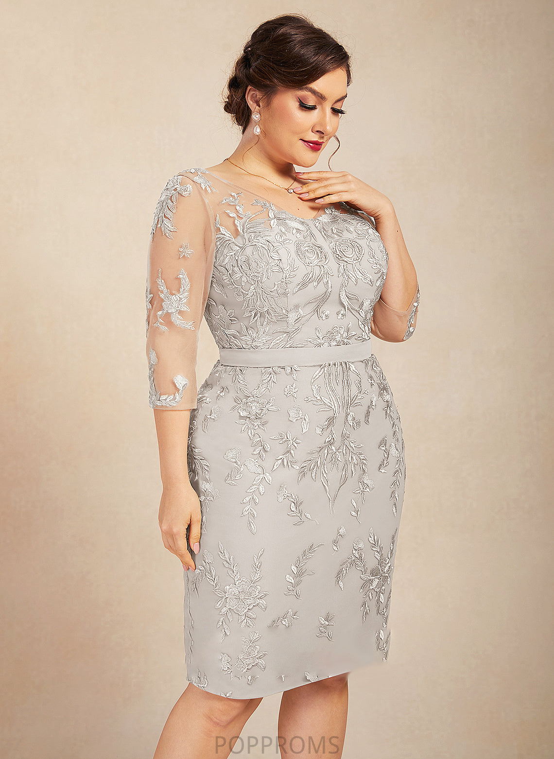 V-neck the Lace Jaylene Knee-Length Sheath/Column Mother Bride of Dress Mother of the Bride Dresses