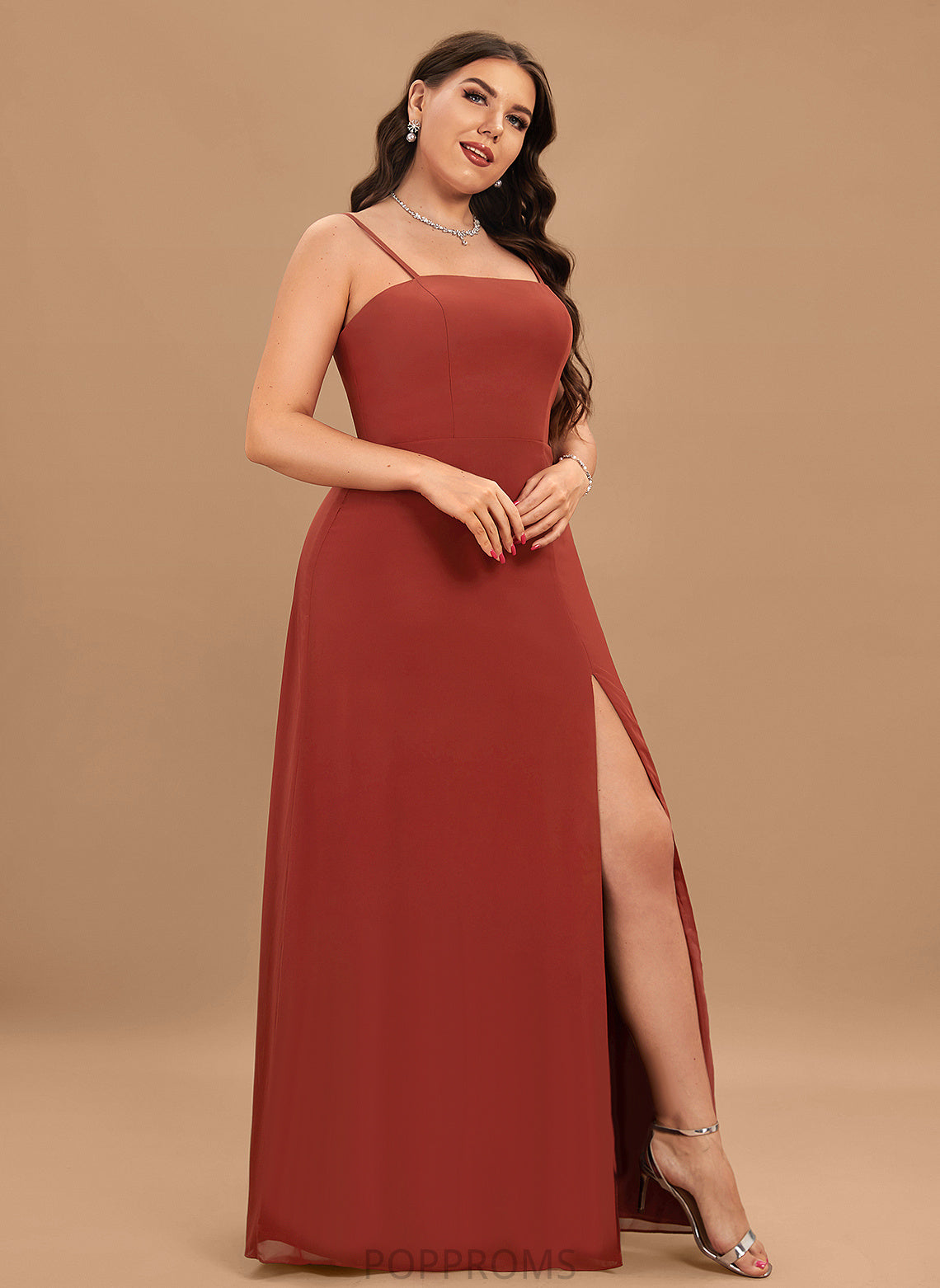 Skylar Floor-Length Sheath/Column Prom Dresses Square Chiffon