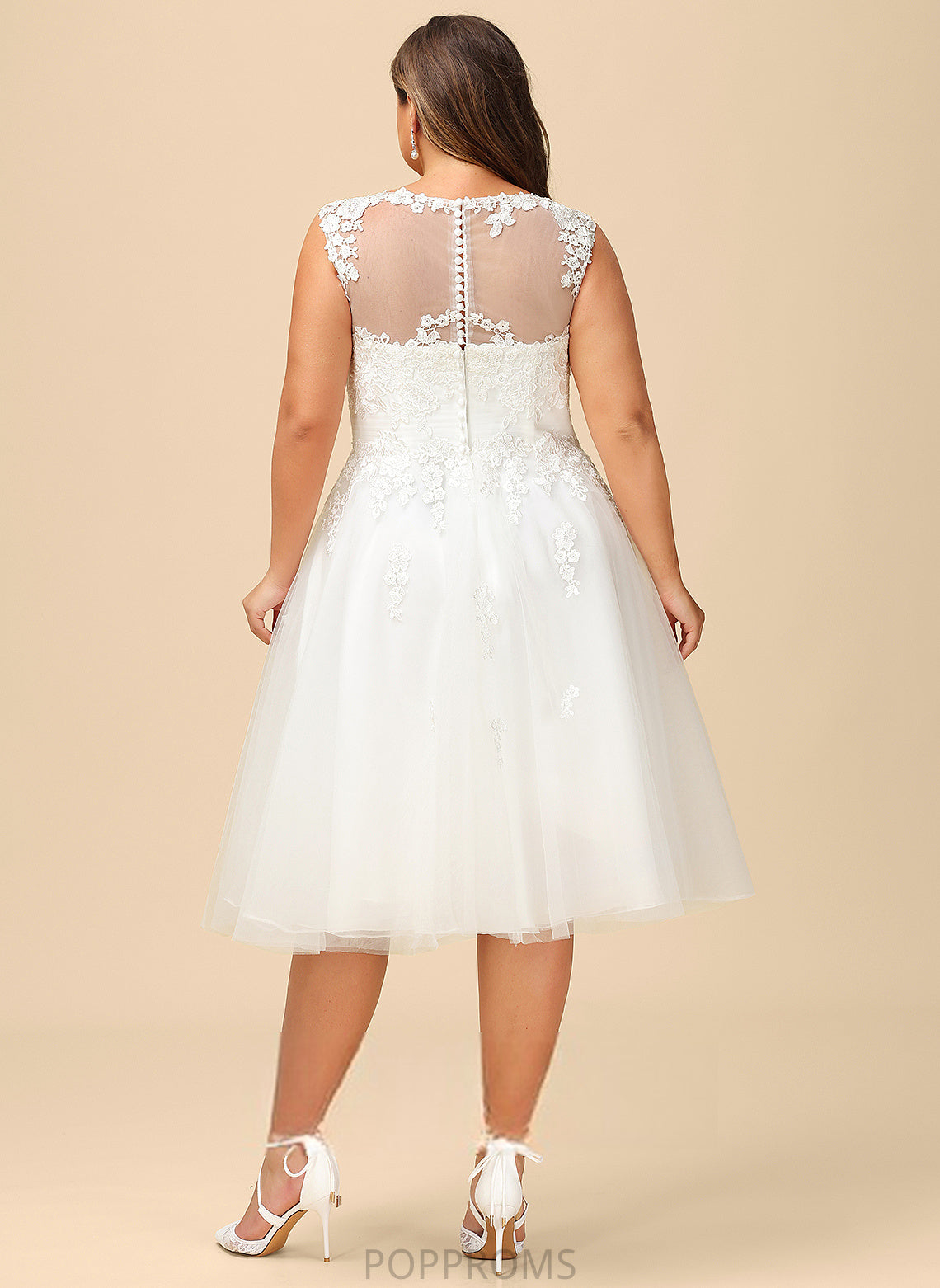 Madeleine Dress Illusion Tulle Wedding Wedding Dresses A-Line With Asymmetrical Lace Ruffle