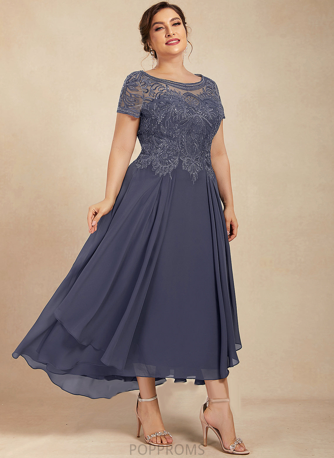 Mother of the Bride Dresses the Bride Mother Neck Sequins Scoop Asymmetrical A-Line Lace With of Dress Jaylynn Chiffon