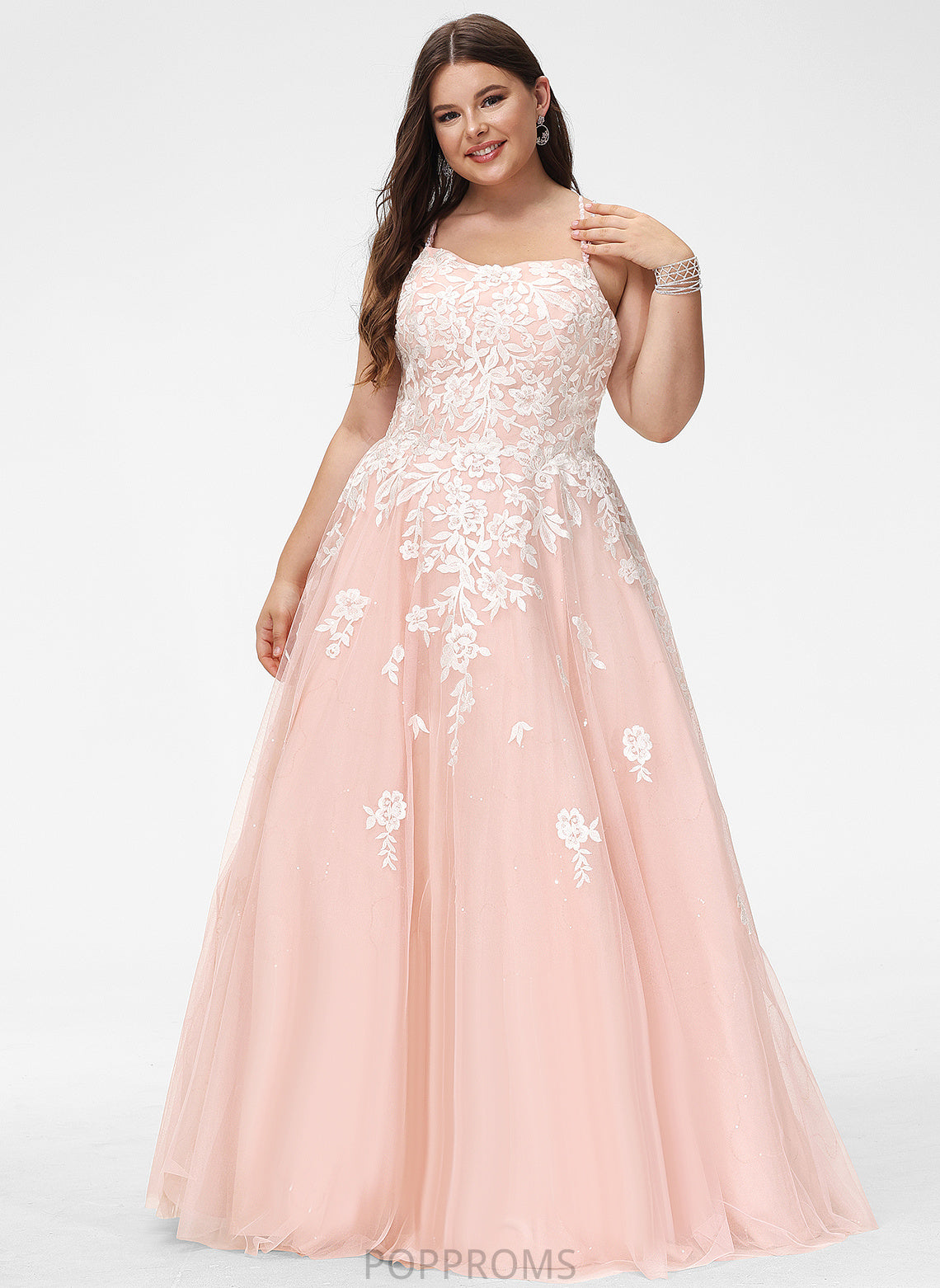 Ball-Gown/Princess Prom Dresses Alexia Square Floor-Length Sequins With Tulle Lace