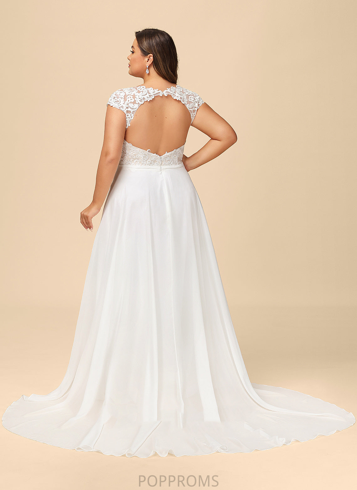 Sweep Split With Lace Front Train A-Line V-neck Wedding Dress Wedding Dresses Simone Chiffon