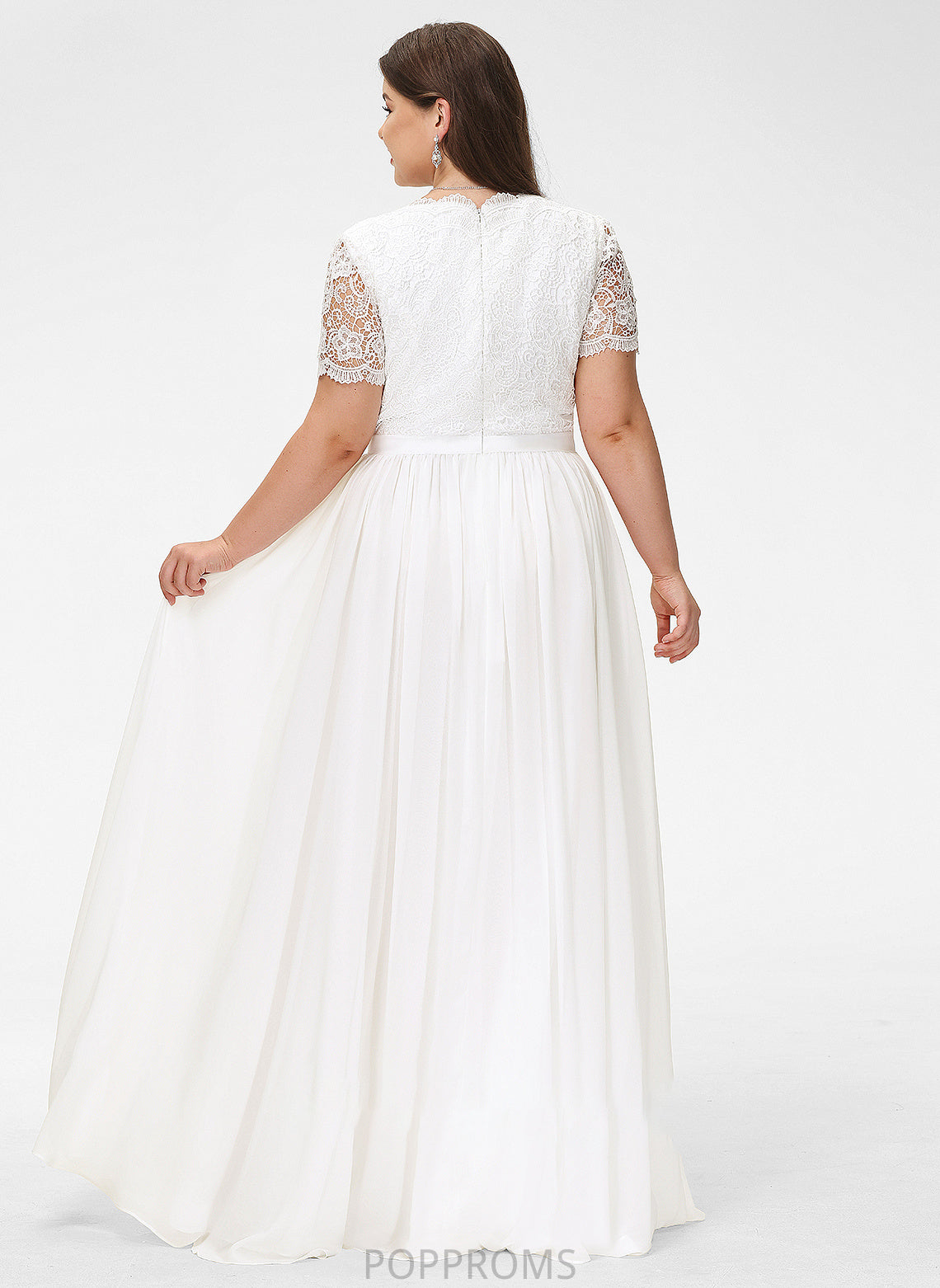 Dress Wedding Wedding Dresses Lace Krystal Chiffon V-neck A-Line Floor-Length