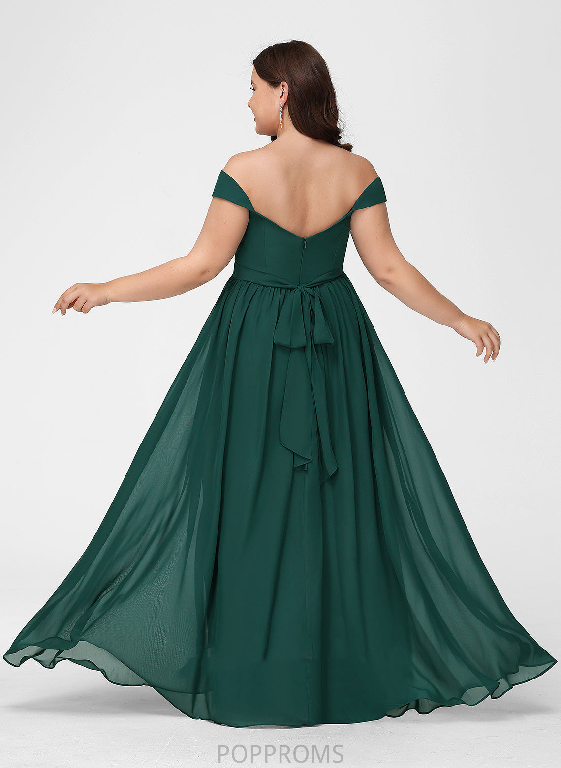 Off-the-Shoulder A-Line Fabric Embellishment Length Floor-Length SplitFront Silhouette Neckline Aleena Sleeveless Velvet Bridesmaid Dresses