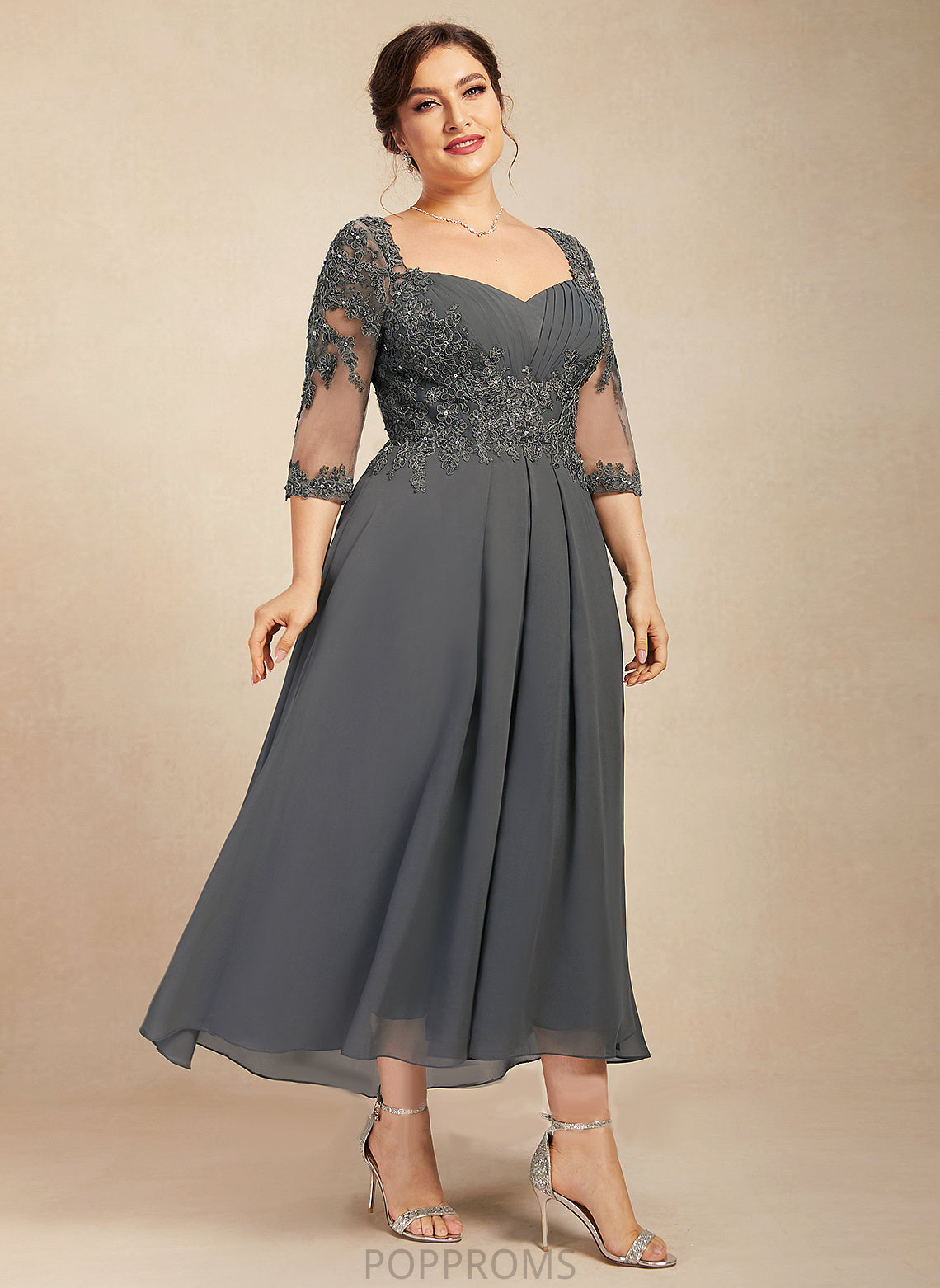 Mother of the Bride Dresses Lace Dress Michaela of Sequins Sweetheart With Asymmetrical A-Line Mother Bride the Beading Chiffon