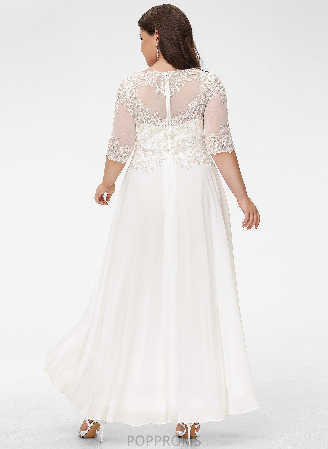 Dress Nydia Lace A-Line Wedding Scoop Wedding Dresses With Asymmetrical Beading Chiffon Sequins