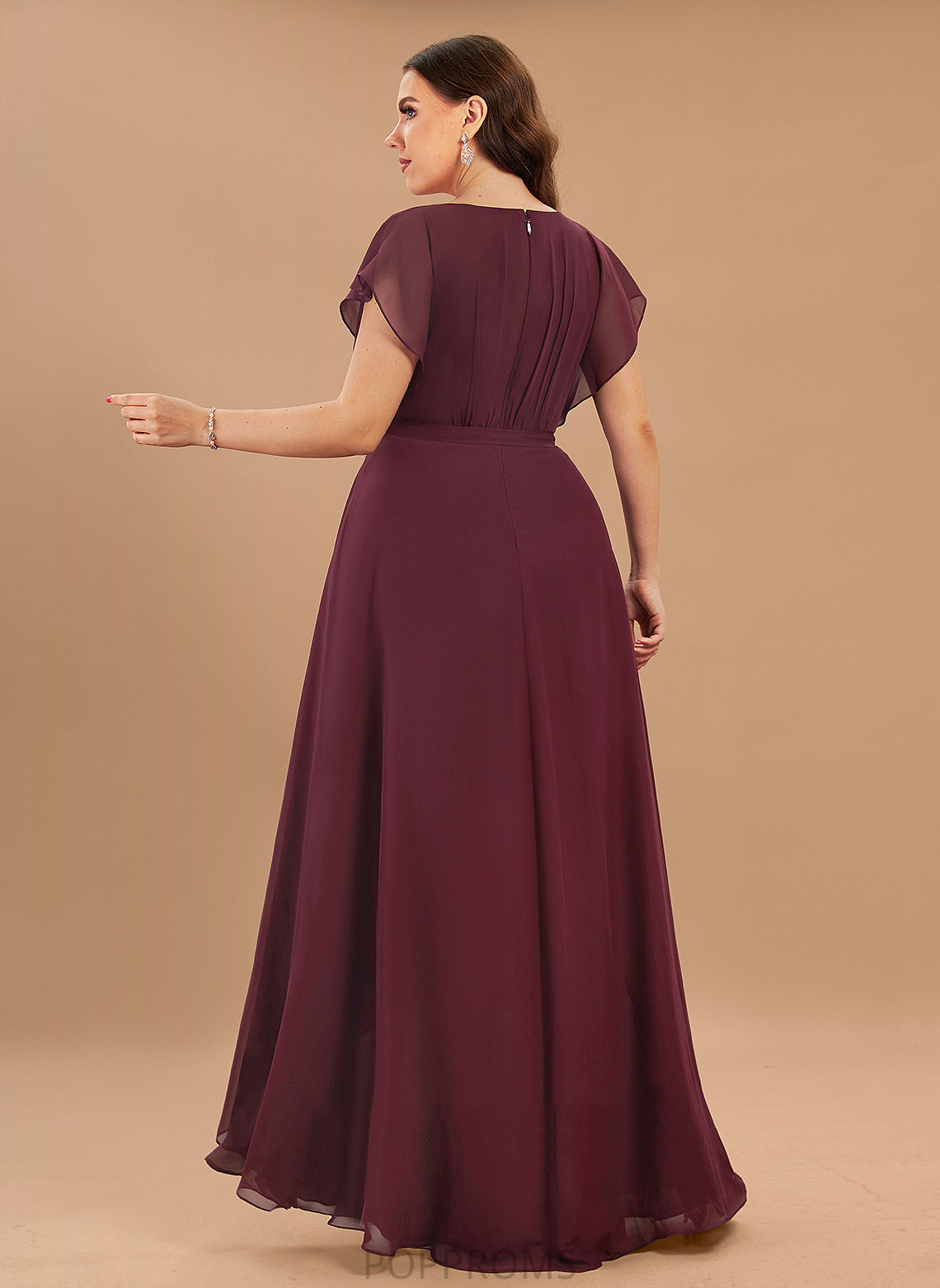 ScoopNeck Fabric Asymmetrical Neckline Embellishment A-Line Ruffle Length Silhouette Jakayla V-Neck Natural Waist Bridesmaid Dresses