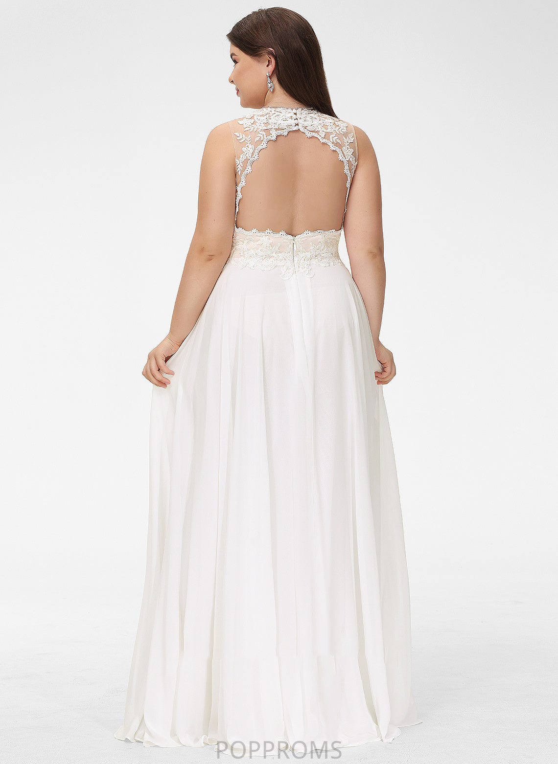 Wedding Dresses V-neck With A-Line Chiffon Wedding Daphne Train Lace Sweep Lace Dress