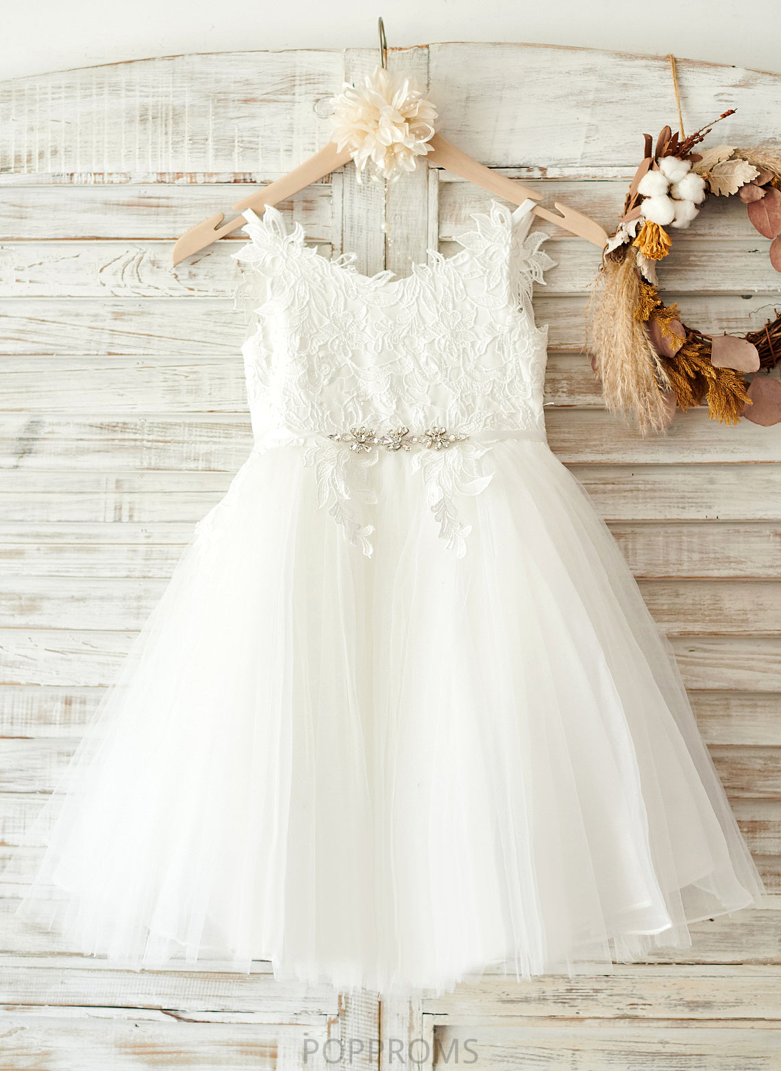 Flower A-Line Tulle/Lace Adison Straps Knee-length - Flower Girl Dresses Dress Sleeveless Girl