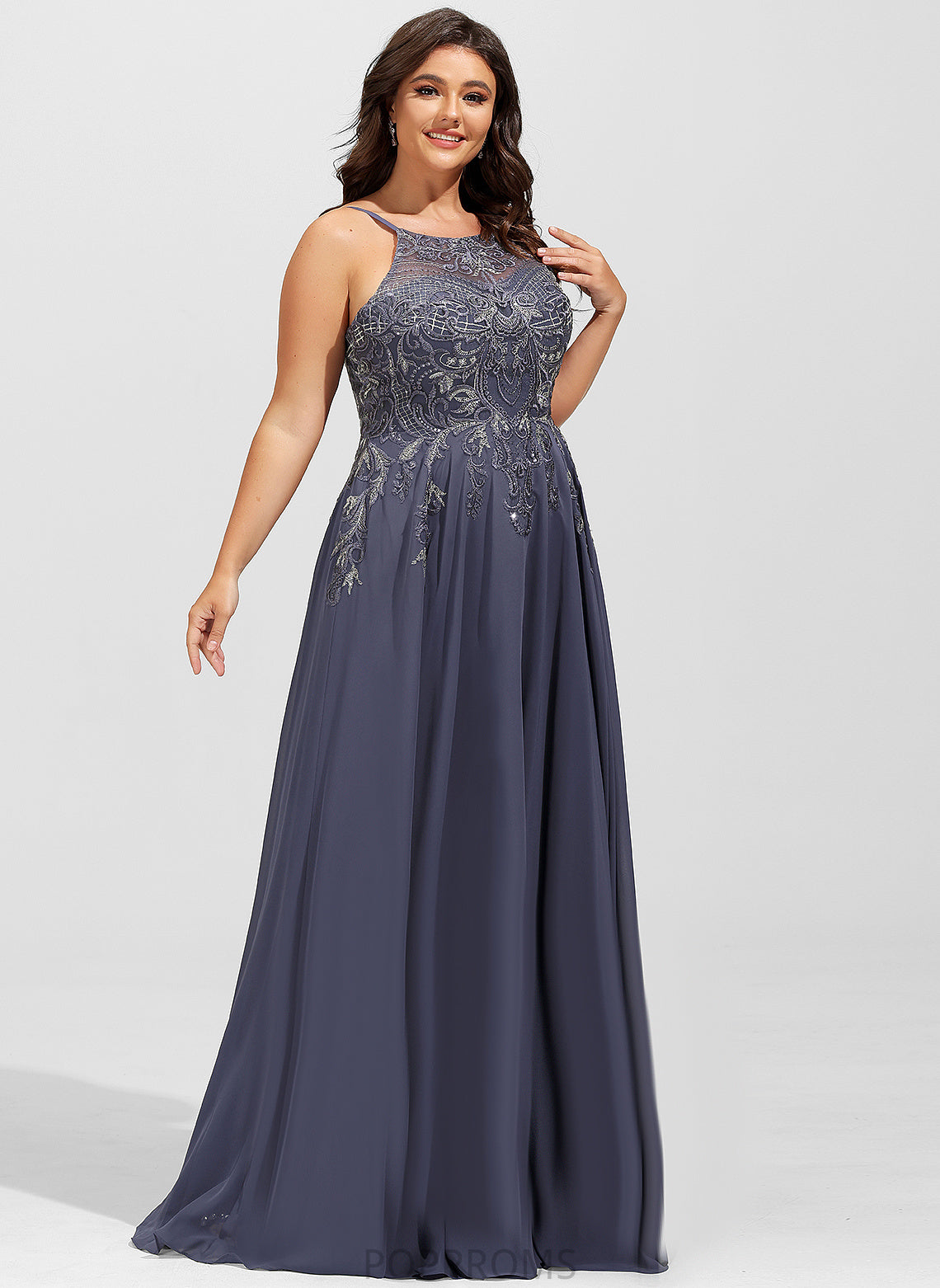 Sequins Floor-Length Chiffon Cailyn A-Line Prom Dresses Scoop With