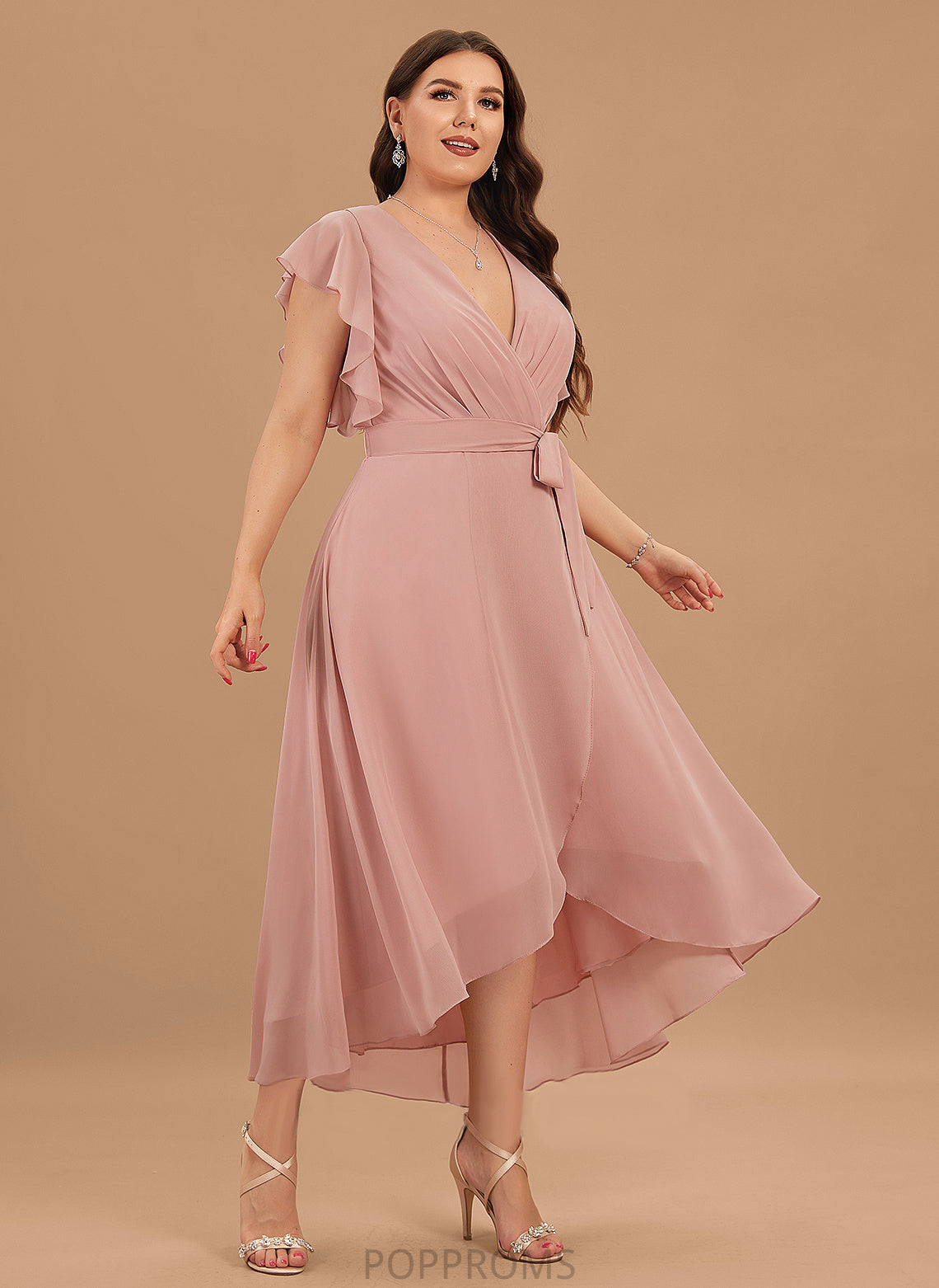 Cocktail Chiffon Alexandra Cocktail Dresses Dress Asymmetrical Ruffle With A-Line V-neck