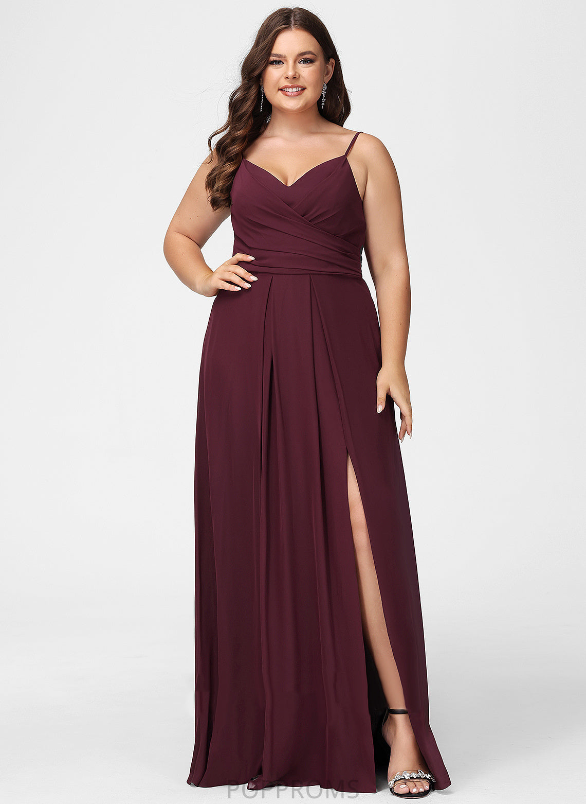 Ruffle Embellishment Neckline Floor-Length V-neck Length A-Line Fabric Silhouette SplitFront Jaden Off The Shoulder Bridesmaid Dresses