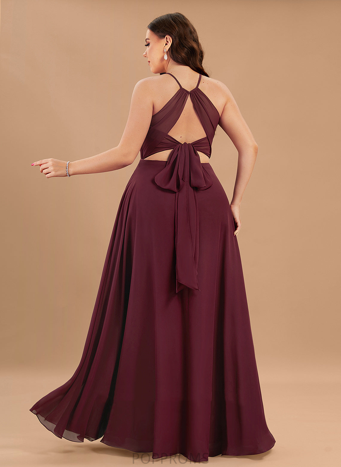 Neckline Halter Floor-Length Embellishment Length SplitFront A-Line Silhouette Fabric Gabrielle Sleeveless One Shoulder Bridesmaid Dresses