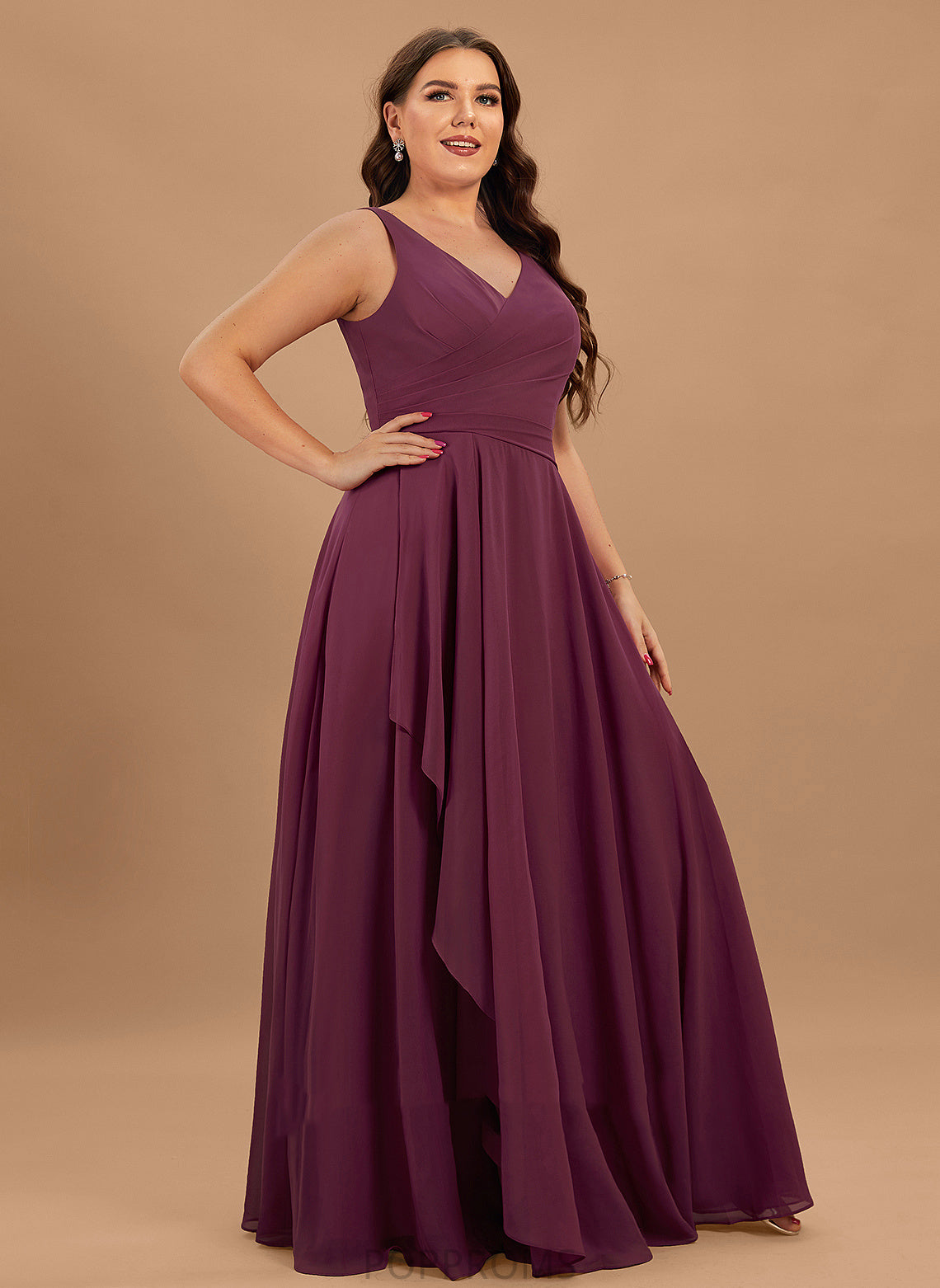 V-neck SplitFront Fabric Floor-Length Neckline Length A-Line Silhouette Embellishment Allie Scoop A-Line/Princess Bridesmaid Dresses