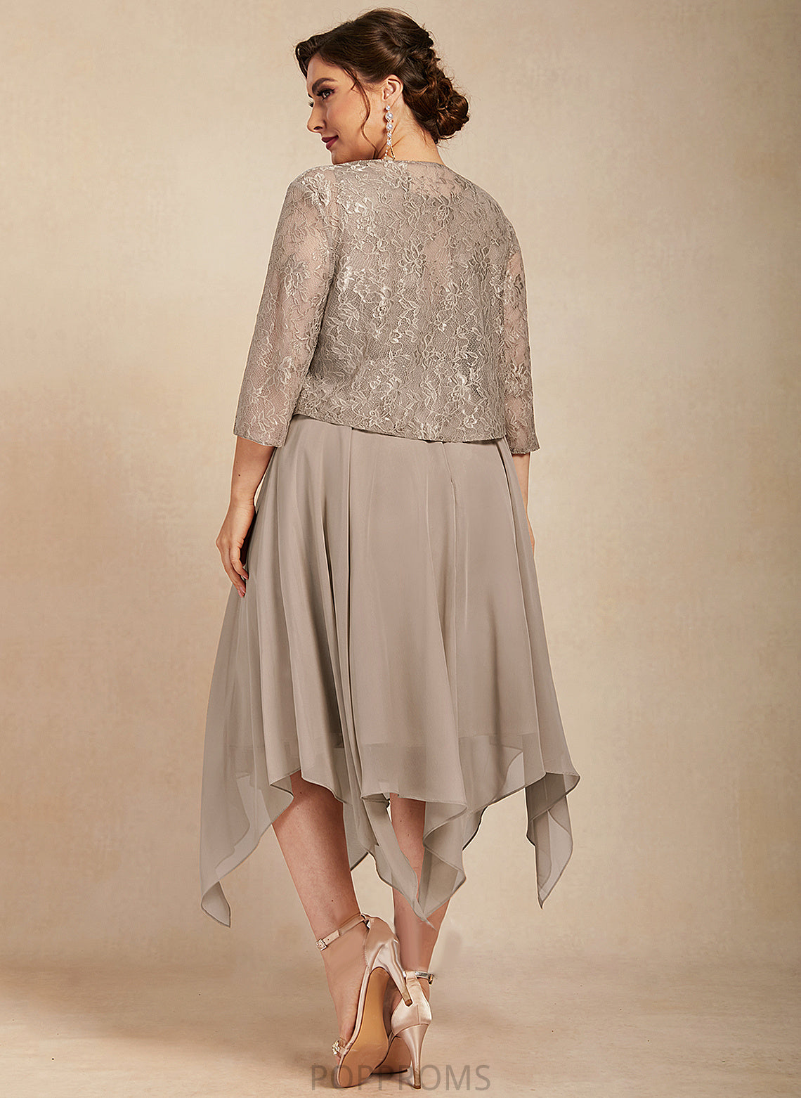 of With Mother A-Line Dress Chiffon Bride Mother of the Bride Dresses Tea-Length Sarai Bow(s) the Neck Scoop Lace