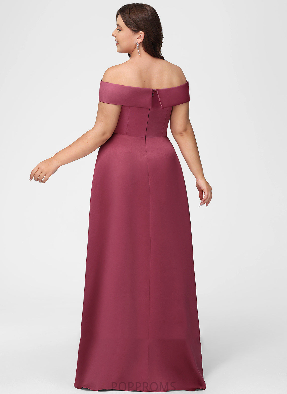 Neckline Off-the-Shoulder A-Line Embellishment Length SplitFront Floor-Length Silhouette Fabric Rayne Natural Waist Sleeveless Bridesmaid Dresses