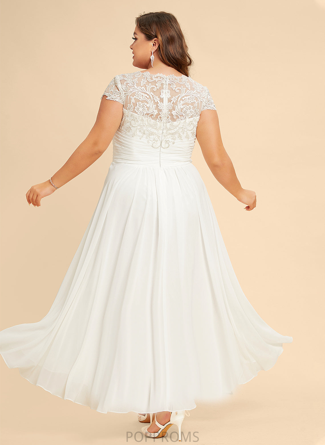 Chiffon Wedding Wedding Dresses A-Line Asymmetrical Lace Dress Scoop Terri