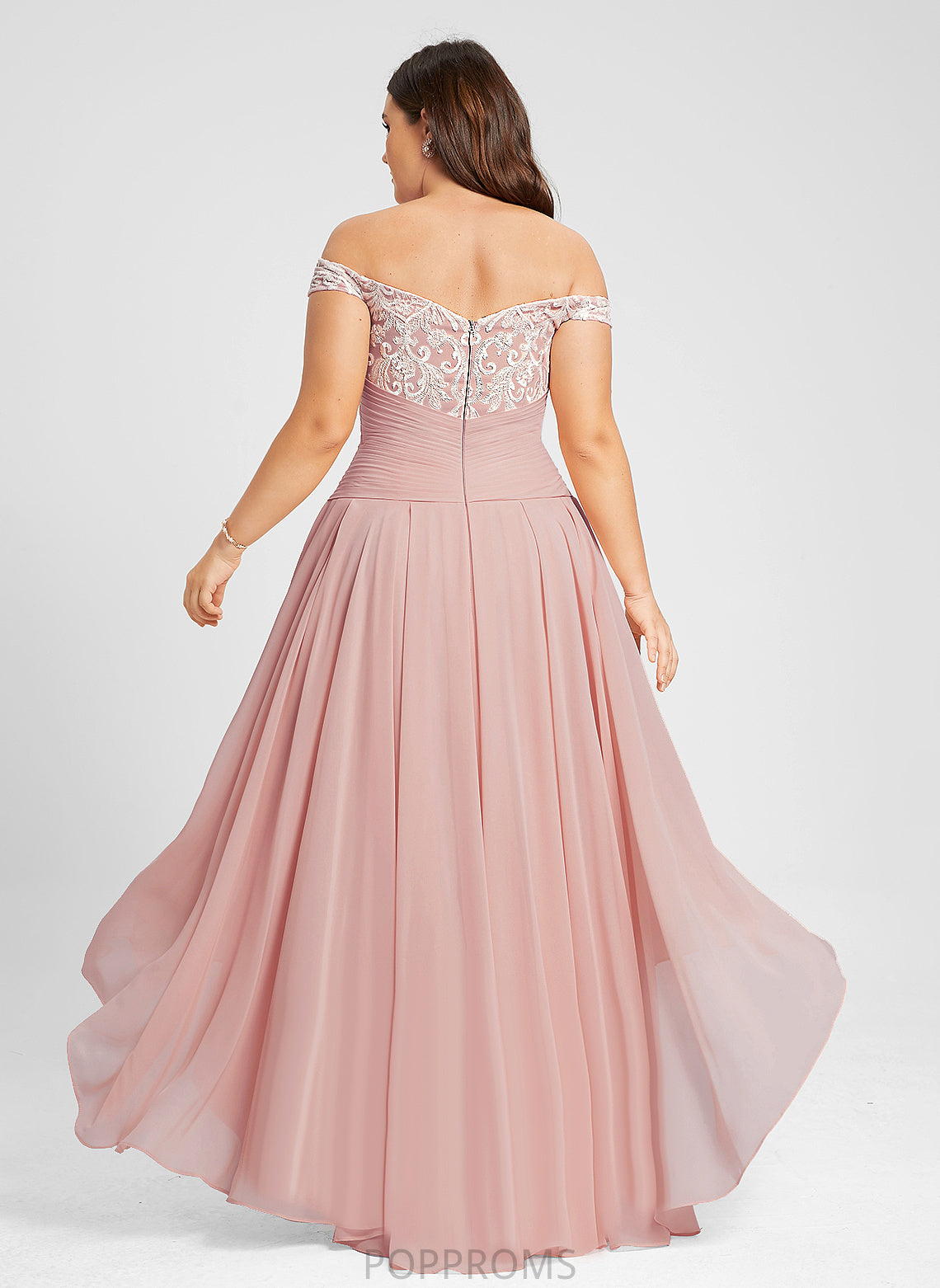 Asymmetrical Pleated Off-the-Shoulder Dress Wedding With Athena Chiffon Wedding Dresses A-Line Lace