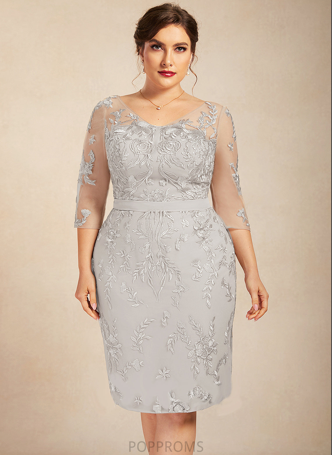 V-neck the Lace Jaylene Knee-Length Sheath/Column Mother Bride of Dress Mother of the Bride Dresses