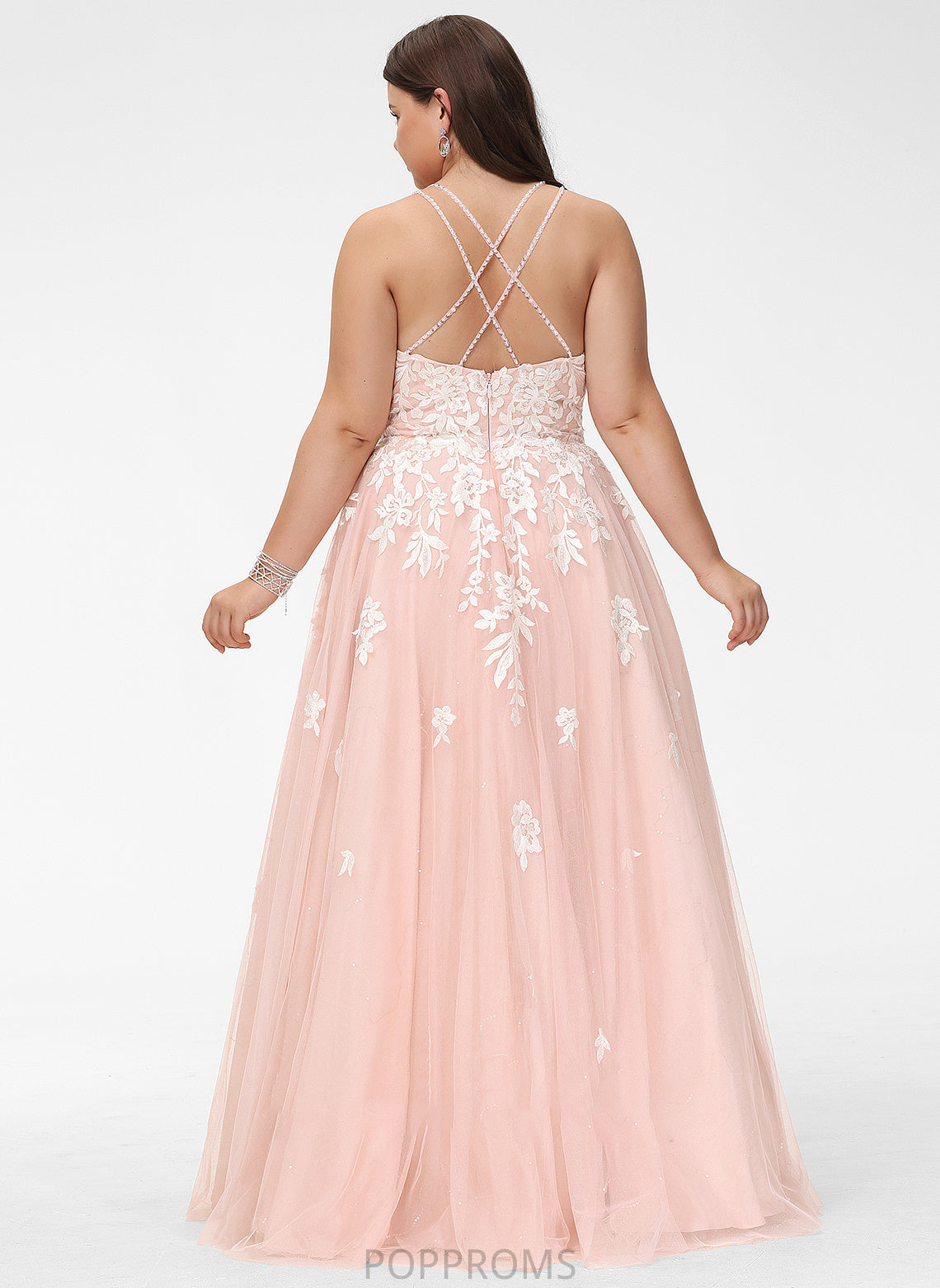 Prom Dresses Square Neckline Lace Floor-Length Ball-Gown/Princess Tulle With Saniya Sequins