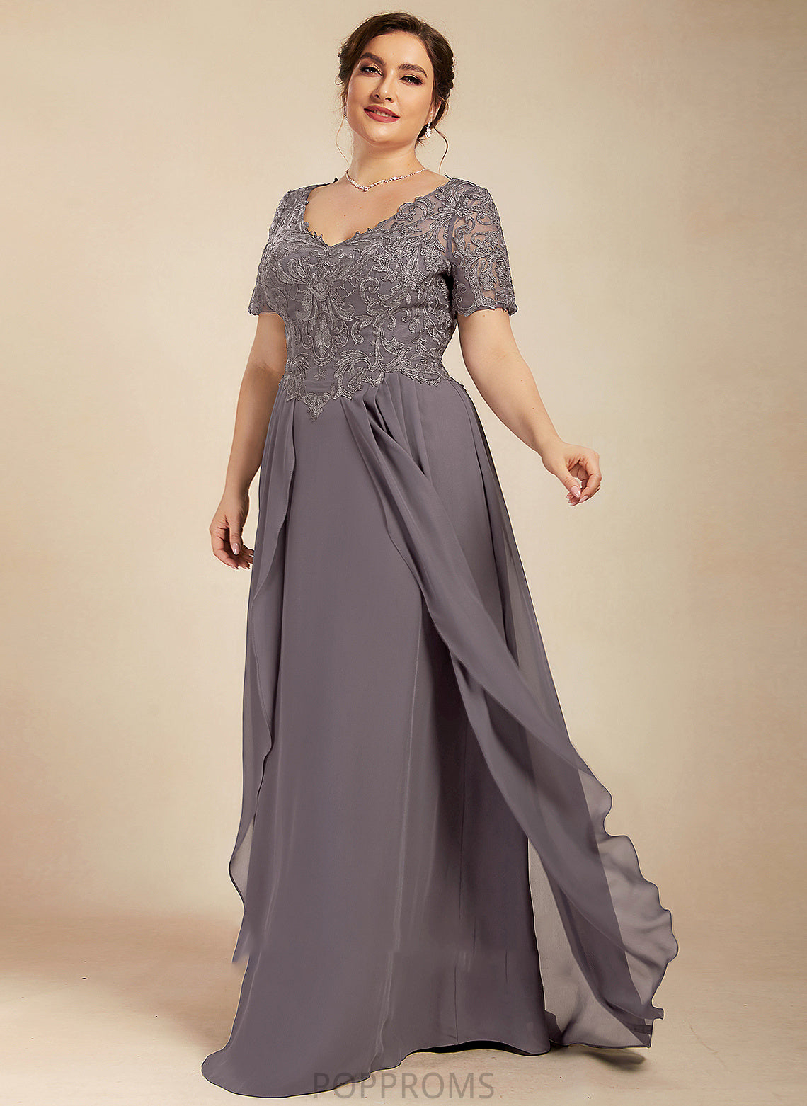 Mother of the Bride Dresses V-neck A-Line Mother Lace Floor-Length Bride Dress Chiffon of the Lisa