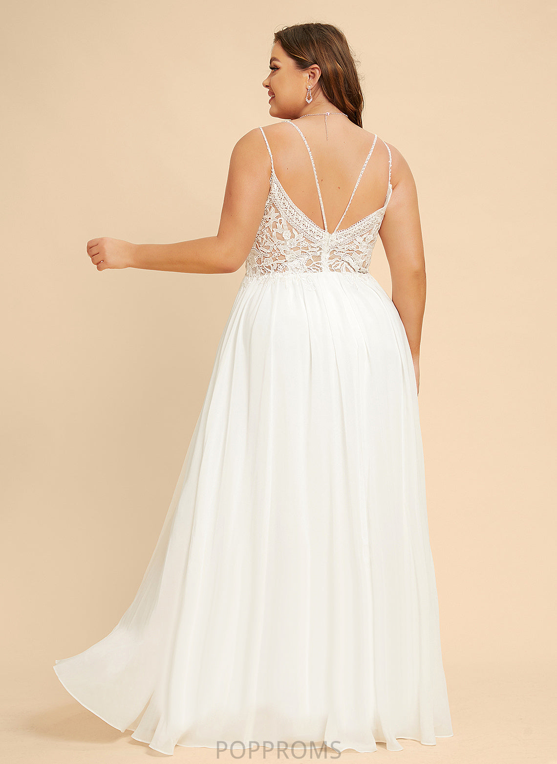 Dress V-neck With Beading Lace Chiffon Wedding A-Line Presley Floor-Length Wedding Dresses