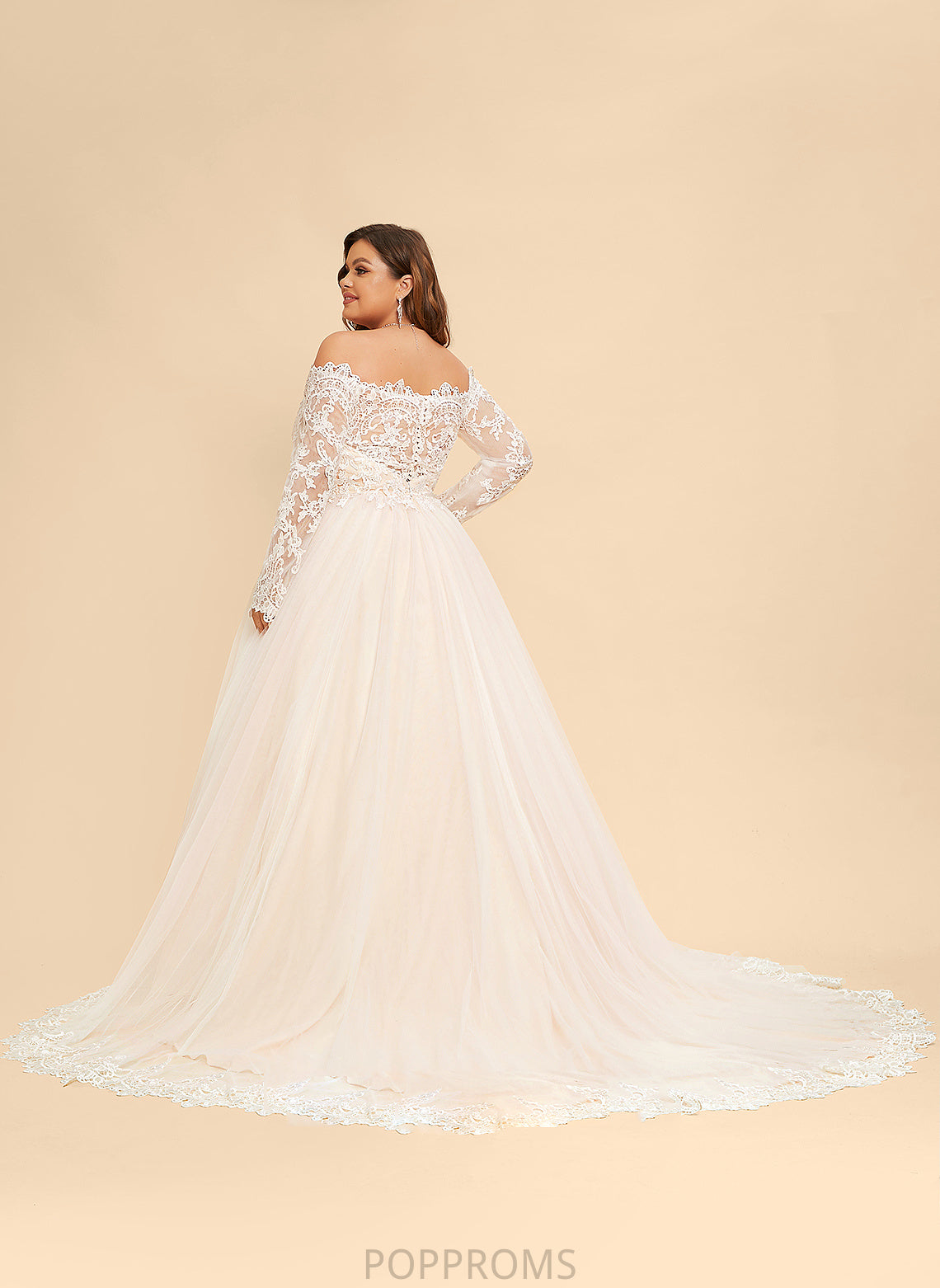 Tulle Dress Caitlin Lace Wedding Dresses Chapel Ball-Gown/Princess Train Off-the-Shoulder Wedding