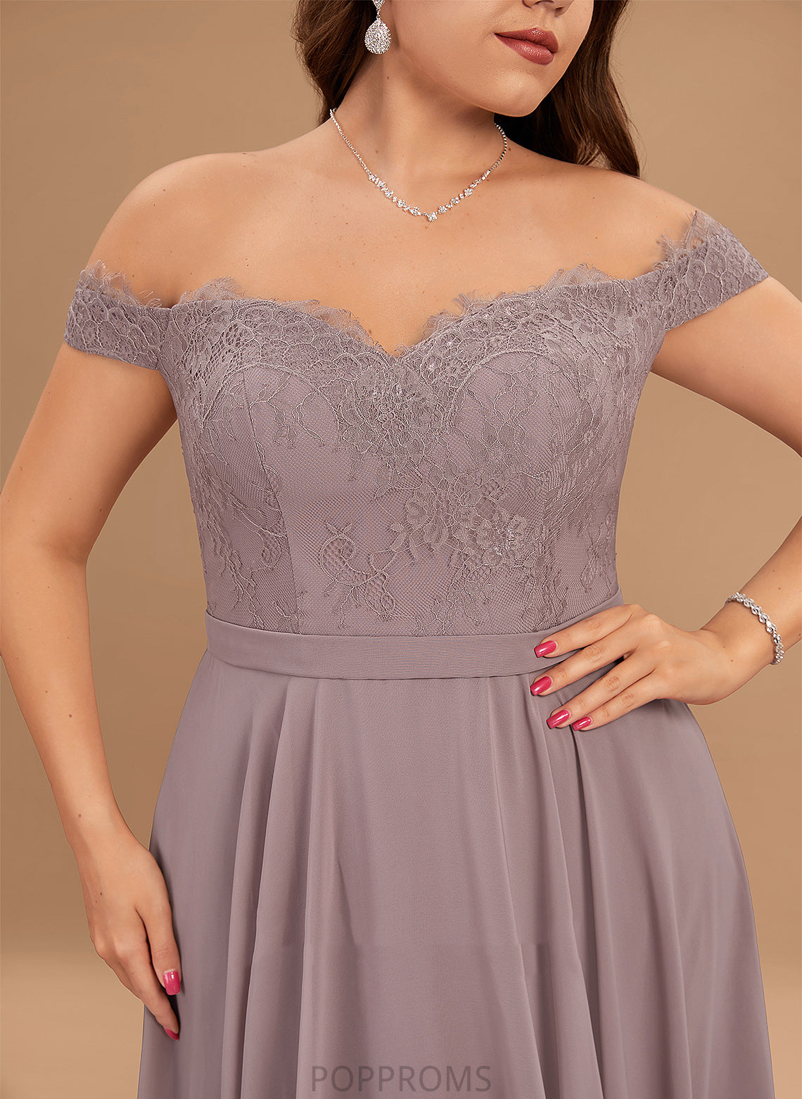 With Chiffon Beading Tea-Length Lace Cocktail A-Line Off-the-Shoulder Dress Cocktail Dresses Rosa