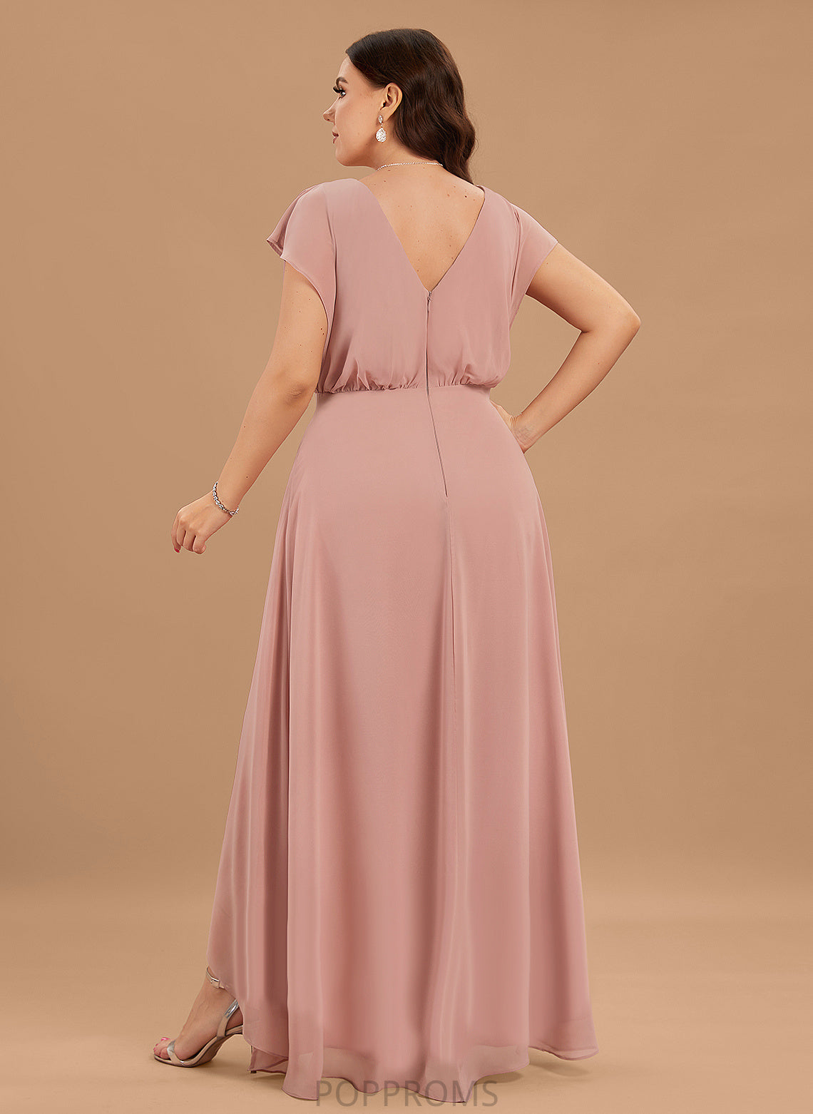 V-neck Silhouette Embellishment SplitFront A-Line Neckline Fabric Length Asymmetrical Journey Sleeveless Floor Length Bridesmaid Dresses