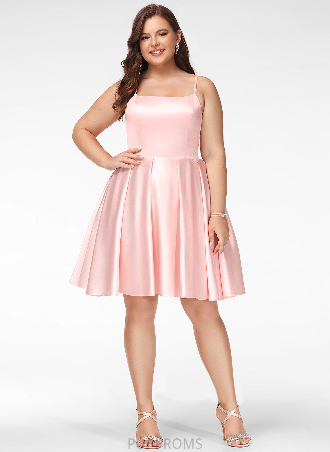 A-Line Square Short/Mini Satin Prom Dresses Mina