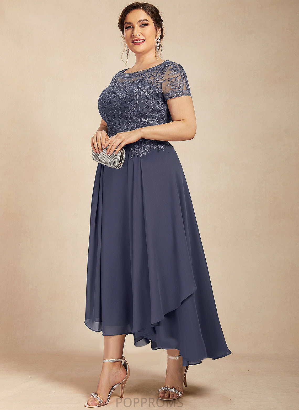 Mother of the Bride Dresses the Bride Mother Neck Sequins Scoop Asymmetrical A-Line Lace With of Dress Jaylynn Chiffon