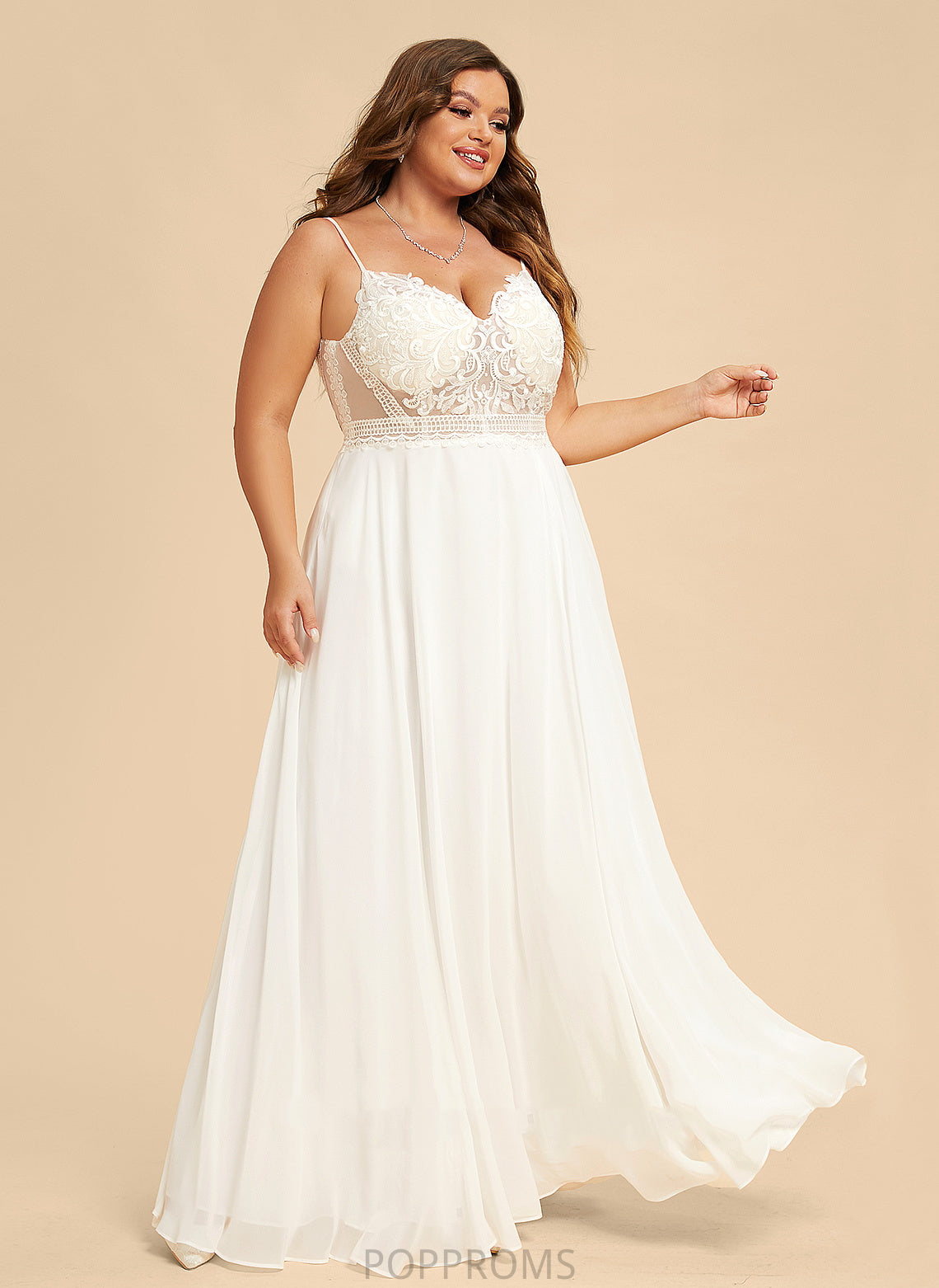 Chiffon Lace Dress Wedding Dresses Aryana With Floor-Length A-Line Split Front Wedding V-neck